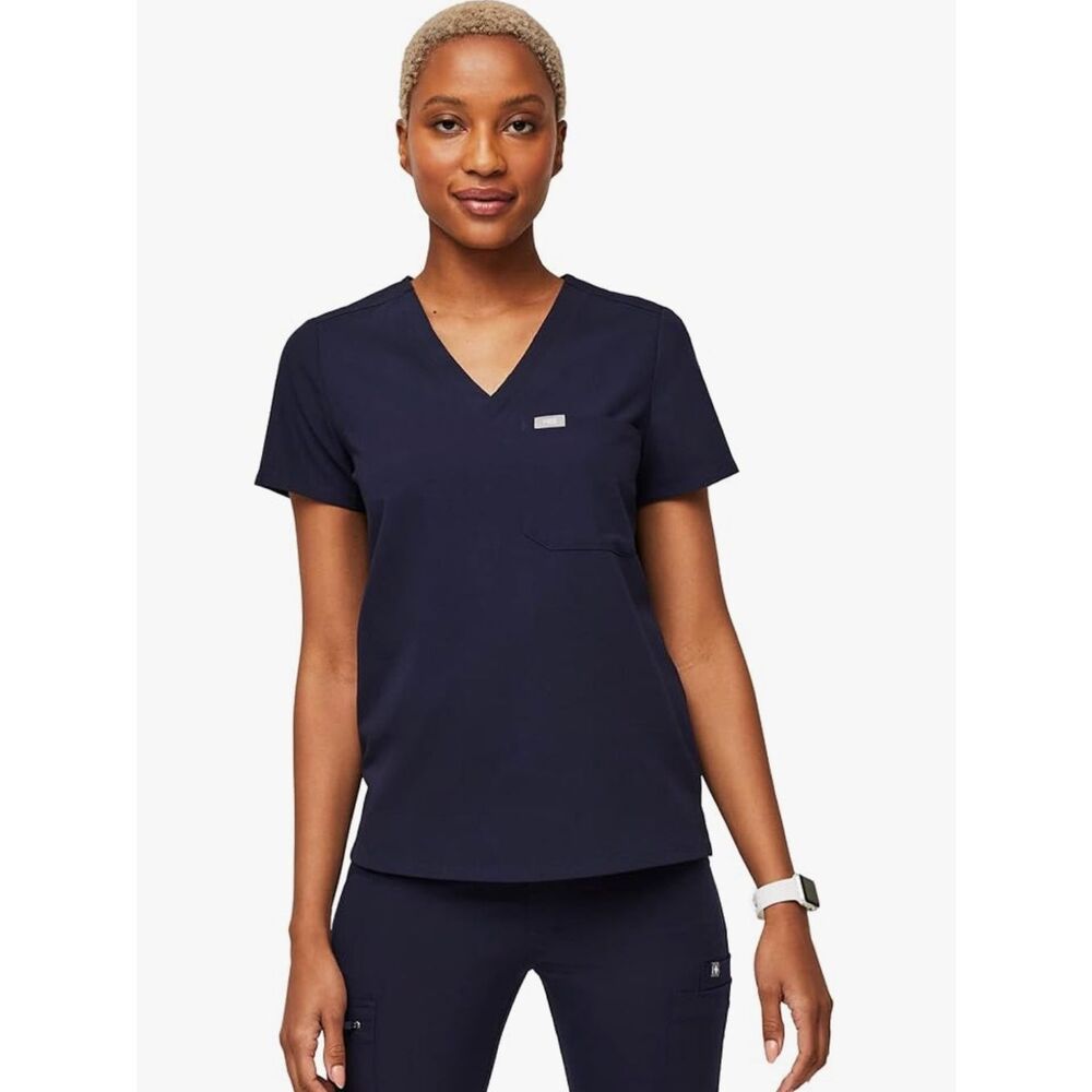Figs Catarina one pocket V-Neck Scrub Top — Navy Blue size Large